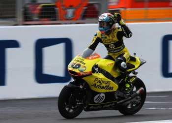 Rins, second, gets his seventh podium of the season in Silverstone